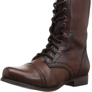 Steve Madden Troopa Brown Leather Combat Boots